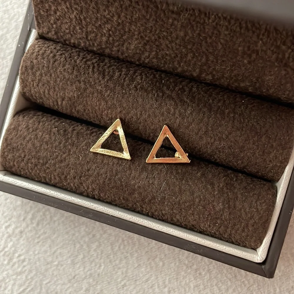 Minimalist triangle gold studs